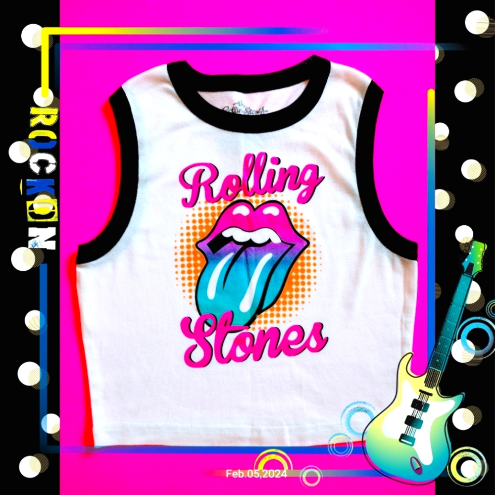 The Rolling Stones Crop Top, size L 💞👩‍🎤🎶✨